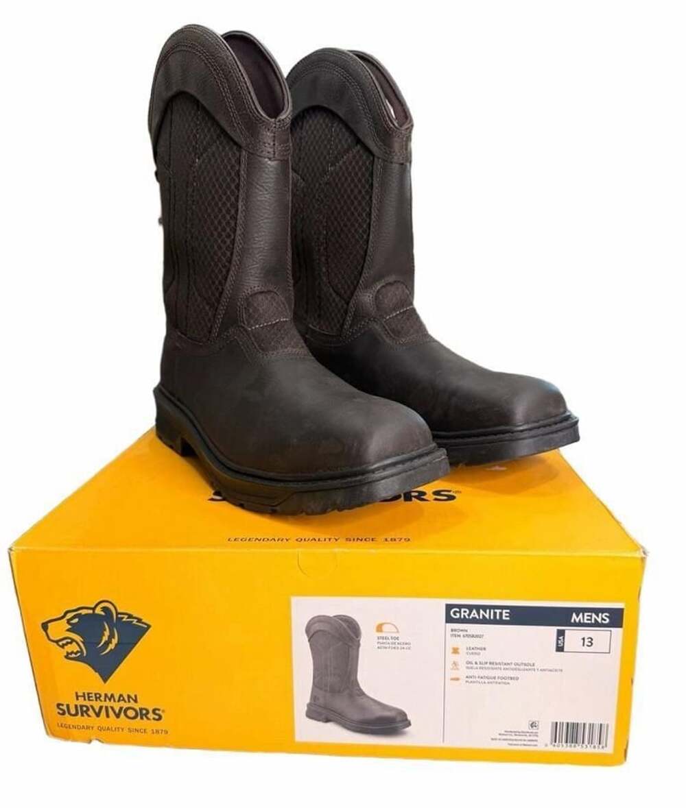 Herman Survivors Granite Work Boots Size 13 Brown Steel Toe Leather